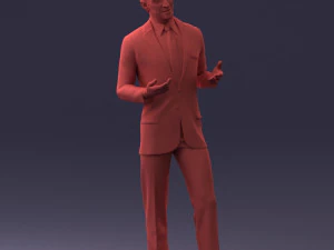 000126 Man in Plaid Suit Striped Slippers 0428 3D Model
