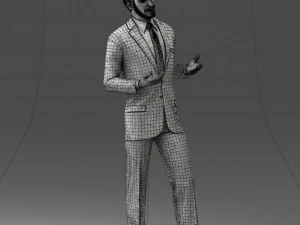 000126 Man in Plaid Suit Striped Slippers 0428 3D Model