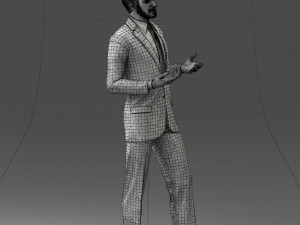 000126 Man in Plaid Suit Striped Slippers 0428 3D Model