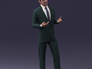 000126 Man in Plaid Suit Striped Slippers 0428 3dp 3D Print Model