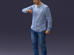 000129 Man Checking His Watch 0529 3dp 3D Baskı Modeli