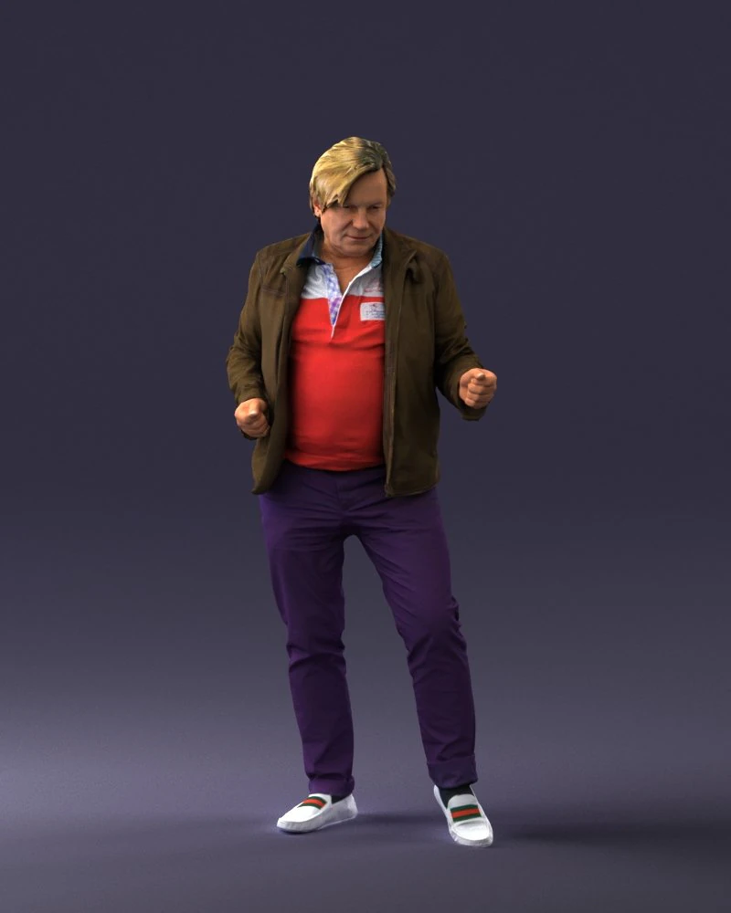 000130 Expressive Man in Colorful Casual Outfit 0531 3D Model .c4d .max .obj .3ds .fbx .stl .blend
