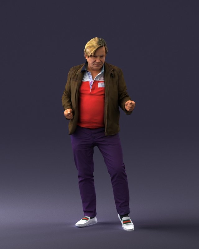 000130 Expressive Man in Colorful Casual Outfit 0531 3dp Model do druku 3D .c4d .max .obj .3ds .fbx .stl .blend