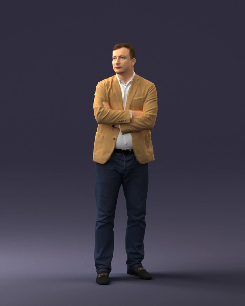 000131 Confident Man in Casual Business Attire 3D Model .c4d .max .obj .3ds .fbx .stl .blend 
