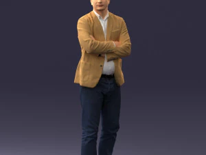 000131 Confident Man in Casual Business Attire 3D Model