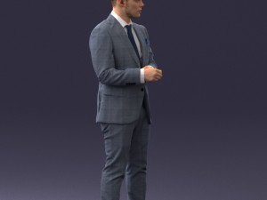 000133 Businessman in Blue Suit 0607 3D Модель