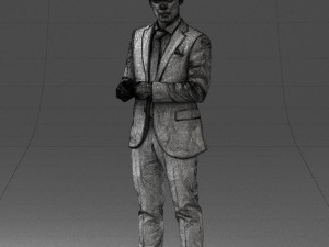 000133 Businessman in Blue Suit 0607 3D Модель
