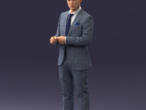 000133 Businessman in Blue Suit 0607 3dp 3D Print Model