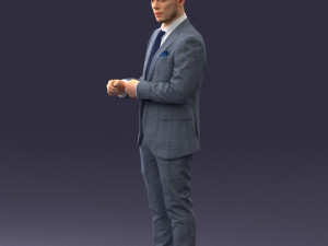 000133 Businessman in Blue Suit 0607 3dp Modelo de Impressão 3D