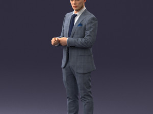 000133 Businessman in Blue Suit 0607 3dp Modelo de Impressão 3D