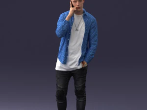 000116 Trendy Young Man with Mobile 0118 3D Model