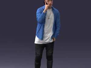 000116 Trendy Young Man with Mobile 0118 3D Model