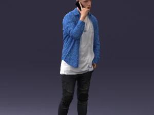 000116 Trendy Young Man with Mobile 0118 3D Model