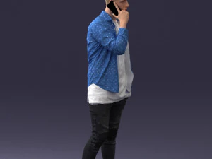 000116 Trendy Young Man with Mobile 0118 3D Model