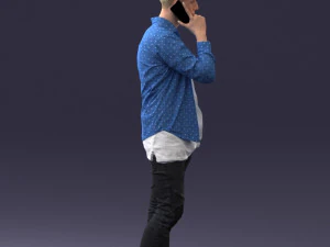 000116 Trendy Young Man with Mobile 0118 3D Model