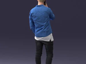 000116 Trendy Young Man with Mobile 0118 3D Model