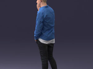 000116 Trendy Young Man with Mobile 0118 3D Model