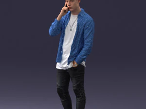 000116 Trendy Young Man with Mobile 0118 3D Model