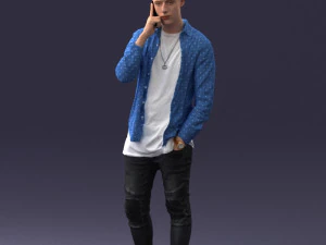000116 Trendy Young Man with Mobile 0118 3D Model