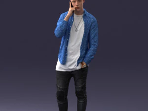 000116 Trendy Young Man with Mobile 0118 3D Model