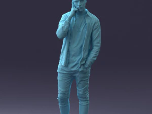 000116 Trendy Young Man with Mobile 0118 3D Model