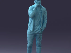 000116 Trendy Young Man with Mobile 0118 3D Model