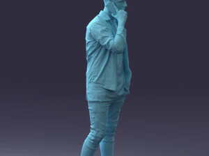 000116 Trendy Young Man with Mobile 0118 3D Model