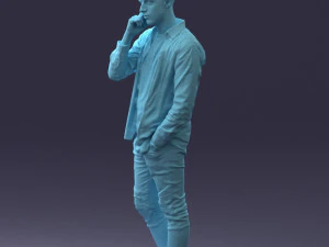 000116 Trendy Young Man with Mobile 0118 3D Model