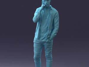 000116 Trendy Young Man with Mobile 0118 3D Model