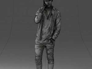 000116 Trendy Young Man with Mobile 0118 3D Model