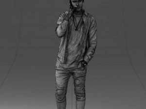 000116 Trendy Young Man with Mobile 0118 3D Model
