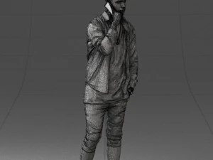 000116 Trendy Young Man with Mobile 0118 3D Model