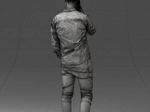 000116 Trendy Young Man with Mobile 0118 3D Model