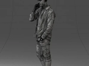 000116 Trendy Young Man with Mobile 0118 3D Model