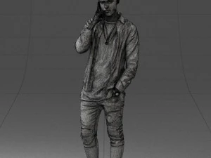 000116 Trendy Young Man with Mobile 0118 3D Model