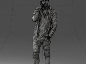 000116 Trendy Young Man with Mobile 0118 3D Model