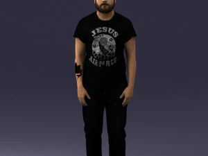 000127 Homem Barbudo em Camiseta Gr&aacute;fica 0521 Modelo 3D
