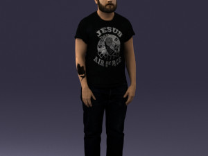000127 Bearded Man in Graphic T-Shirt 0521 Model 3D