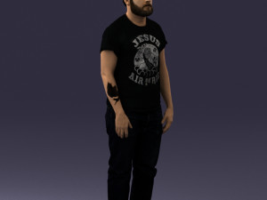 000127 Bearded Man in Graphic T-Shirt 0521 Model 3D