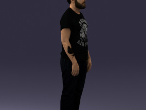 000127 Bearded Man in Graphic T-Shirt 0521 Model 3D