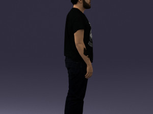 000127 Bearded Man in Graphic T-Shirt 0521 Model 3D