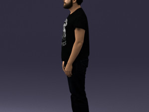 000127 Bearded Man in Graphic T-Shirt 0521 Model 3D