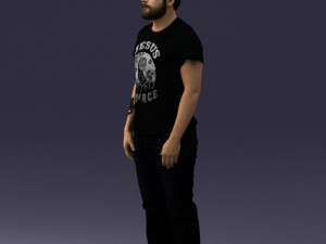 000127 Bearded Man in Graphic T-Shirt 0521 Model 3D