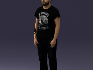 000127 Bearded Man in Graphic T-Shirt 0521 Model 3D