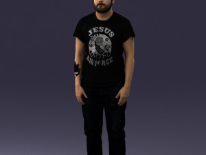 000127 Bearded Man in Graphic T-Shirt 0521 Model 3D