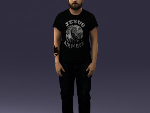 000127 Bearded Man in Graphic T-Shirt 0521 Model 3D