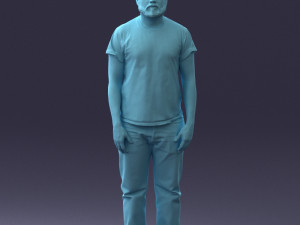000127 Bearded Man in Graphic T-Shirt 0521 Model 3D