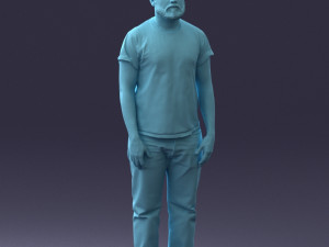 000127 Bearded Man in Graphic T-Shirt 0521 Model 3D