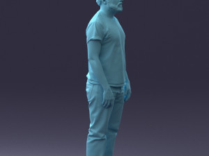 000127 Bearded Man in Graphic T-Shirt 0521 Model 3D