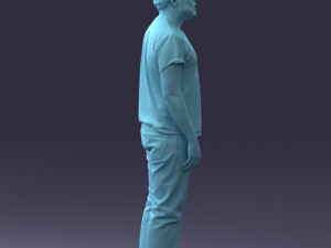 000127 Bearded Man in Graphic T-Shirt 0521 Model 3D